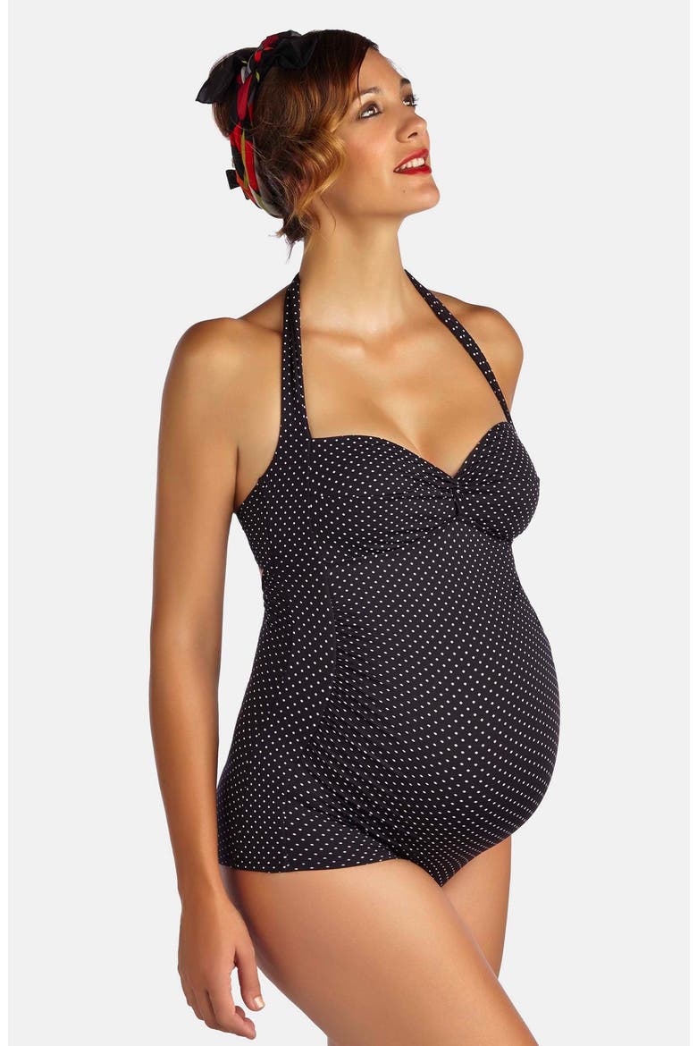 Montego Bay Jacquard One-Piece Maternity Swimsuit, Main, color, BLACK