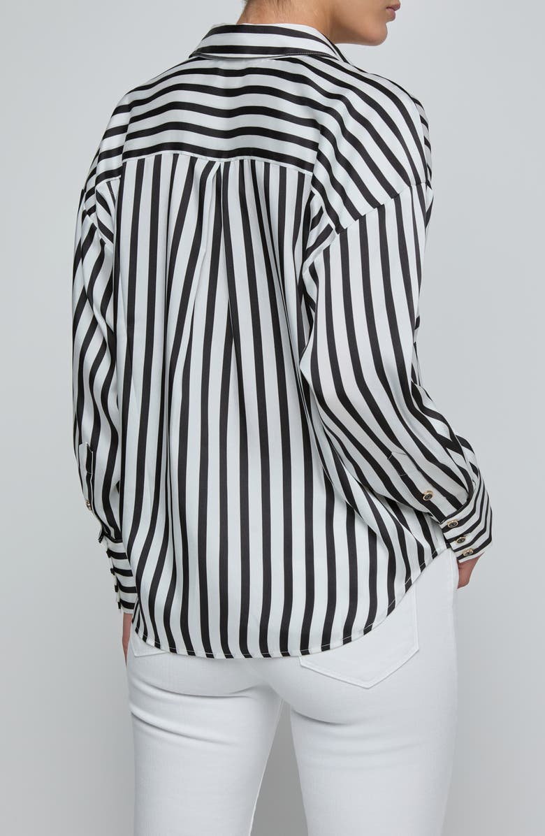 L'AGENCE Eliora Relaxed Shirt, Alternate, color, Black/ Ivory Even Stripe