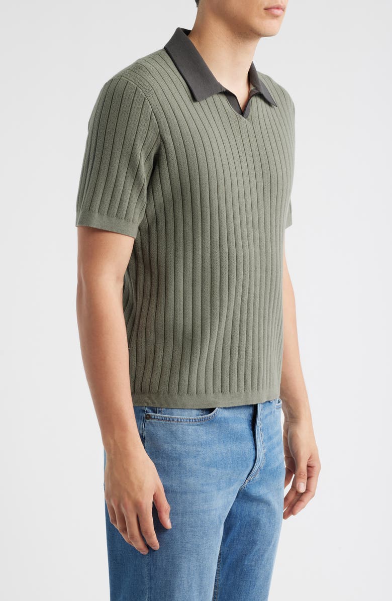 rag & bone Sanford Rib Johnny Collar Polo, Alternate, color, Pavement