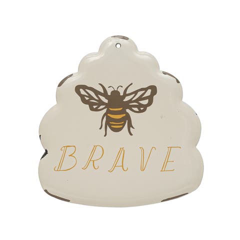 Enameled Metal Wall Décor with Bee "Brave"