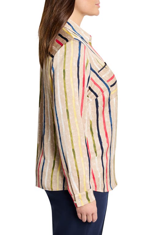 Nic + Zoe Nic+zoe Painted Stripe Popover Top In Neutral Multi