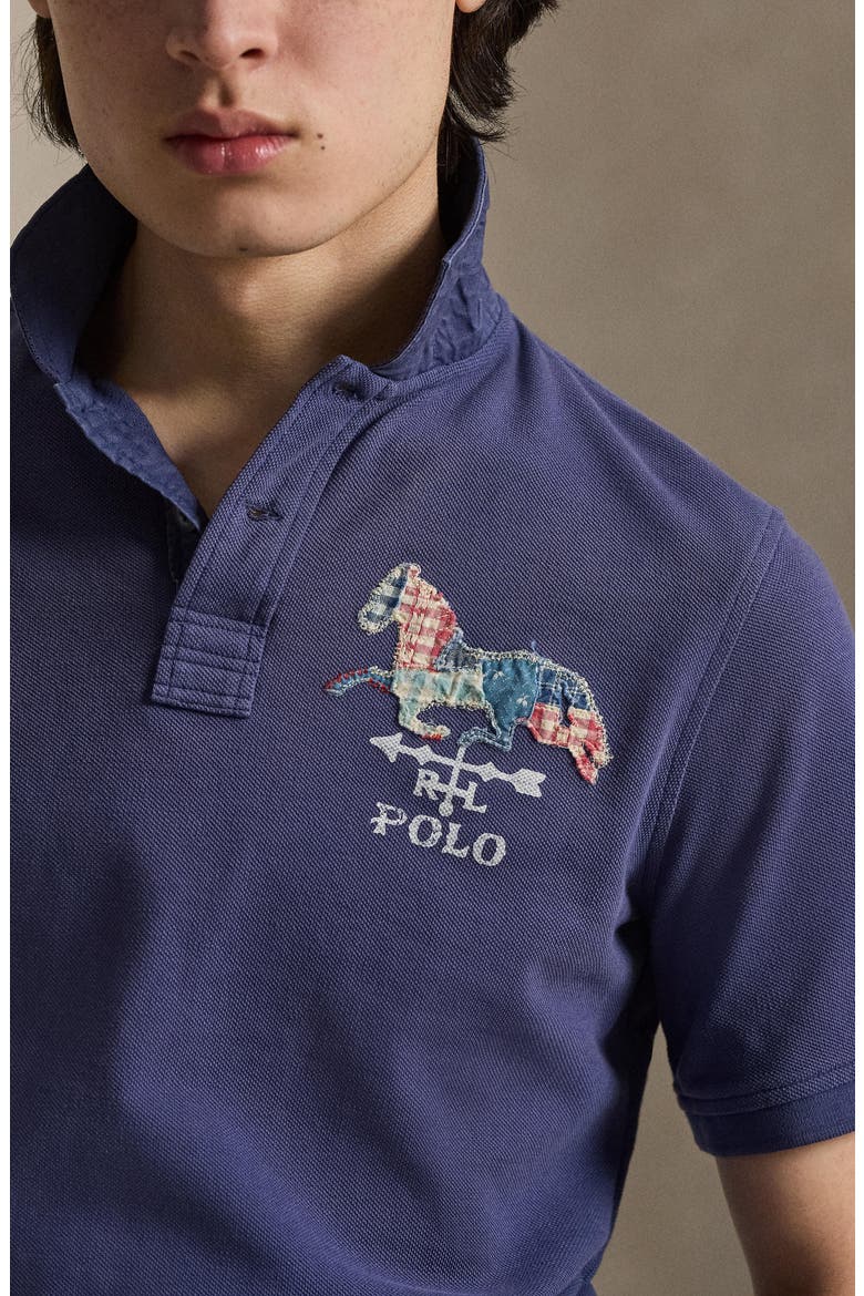 Classic Fit Horse Appliqué Polo Shirt, Alternate, color, LIGHT NAVY