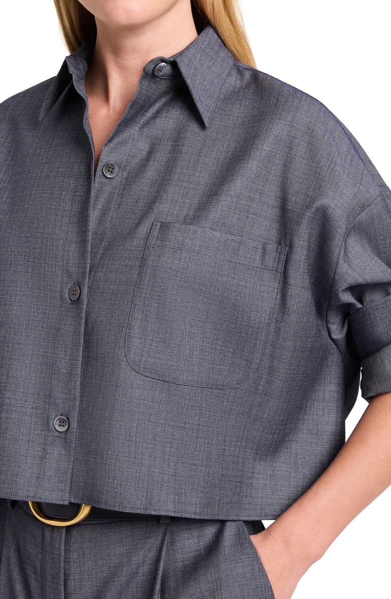 TWP Next Ex Button-Up Wool Blend Shirt, Alternate, color, Medium Indigo