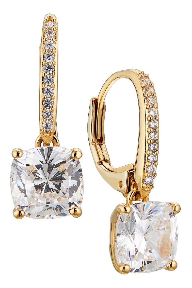 Modern Luv Cubic Zirconia Drop Earrings, Main, color, GOLD
