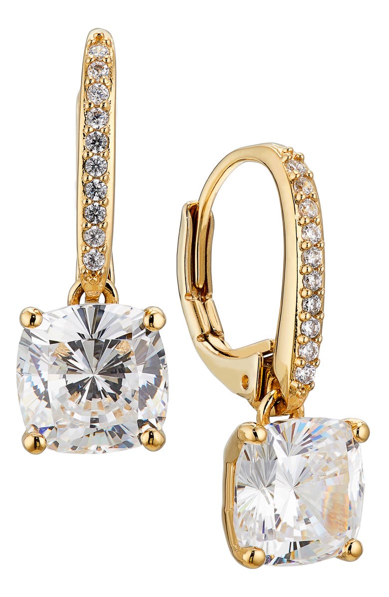 Nadri Modern Luv Cubic Zirconia Drop Earrings, Main, color, Gold