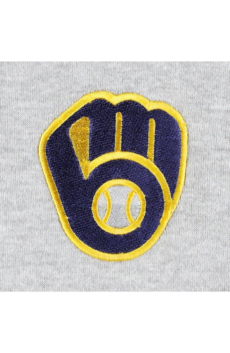 PROFILE Men's Heather Gray/Navy Milwaukee Brewers Big & Tall Raglan Hoodie Full-Zip Sweatshirt, Alternate, color, 