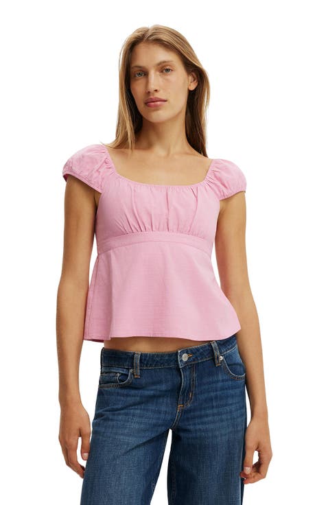 Women's Tie Back Babydoll Top