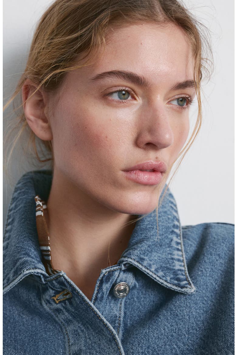 Oversize Crop Denim Jacket, Alternate, color, MEDIUM BLUE