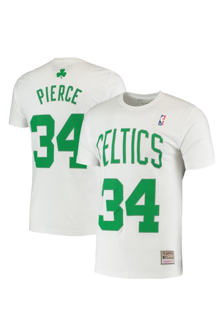 Men's Mitchell & Ness Paul Pierce White Boston Celtics Hardwood Classics Stitch Name & Number T-Shirt, Main, color, White