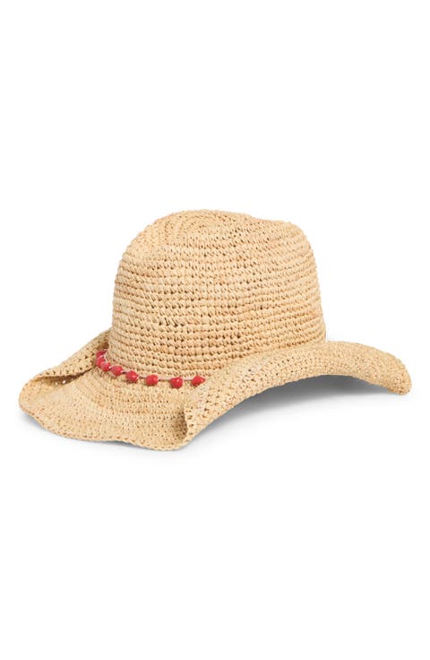 Beaded Raffia Cowboy Hat