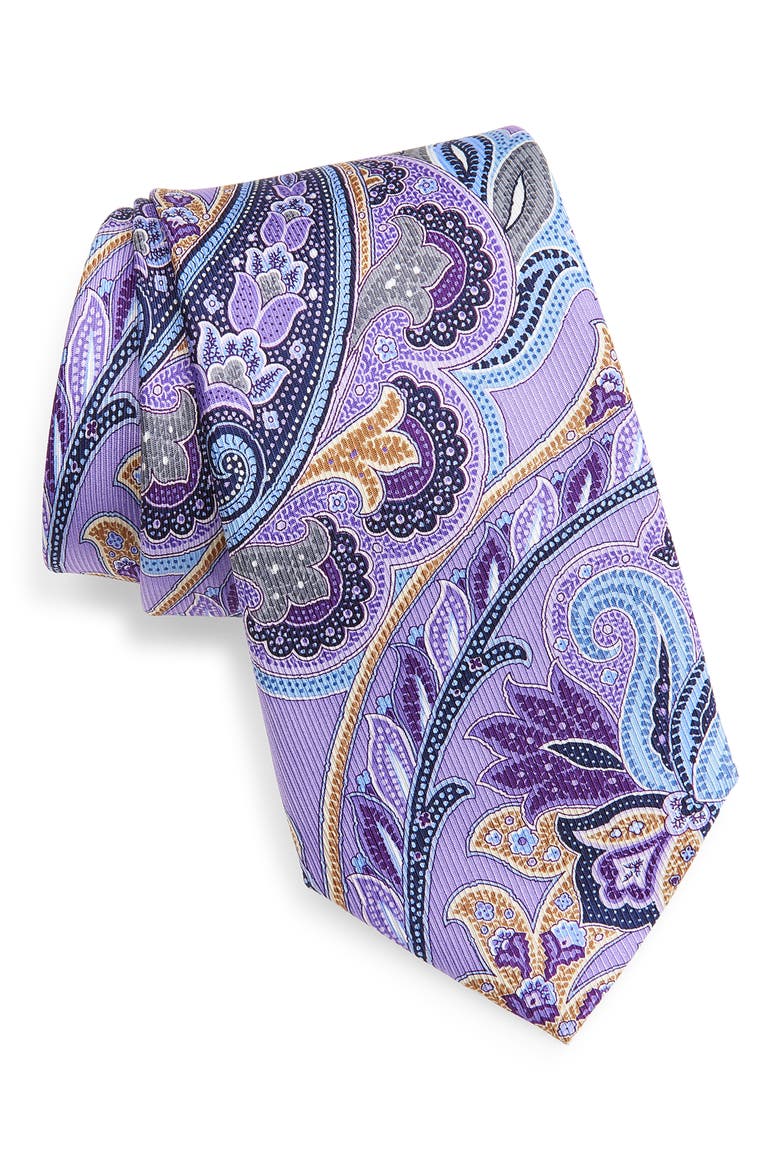 Paisley Jacquard Silk Tie, Main, color, PURPLE