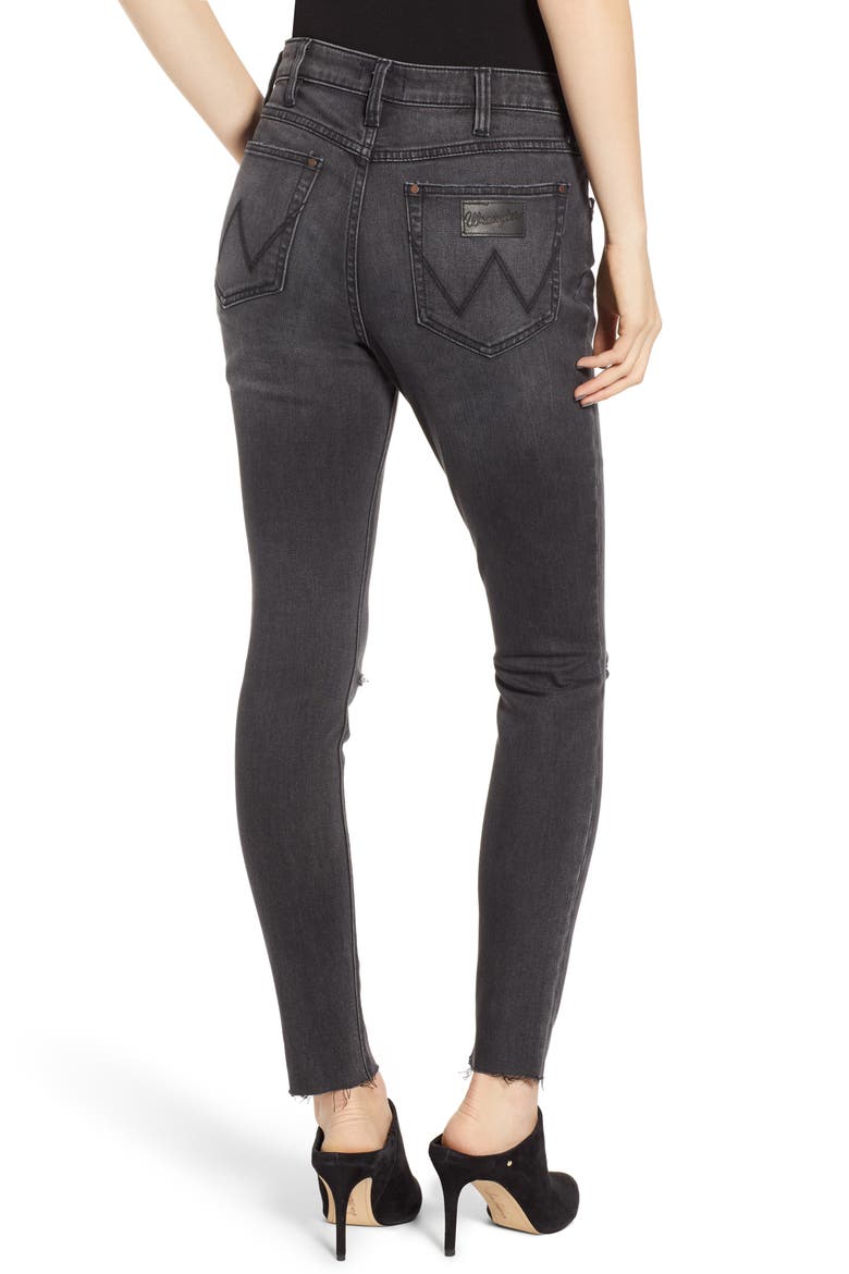 Ripped High Waist Skinny Jeans, Alternate, color, GREY