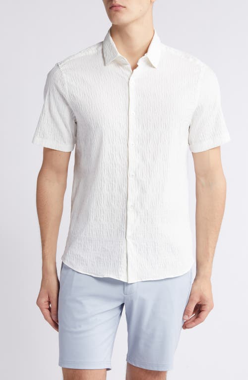 Robert Barakett Calyx Cotton Blend Jacquard Short Sleeve Button-Up Shirt in White  product