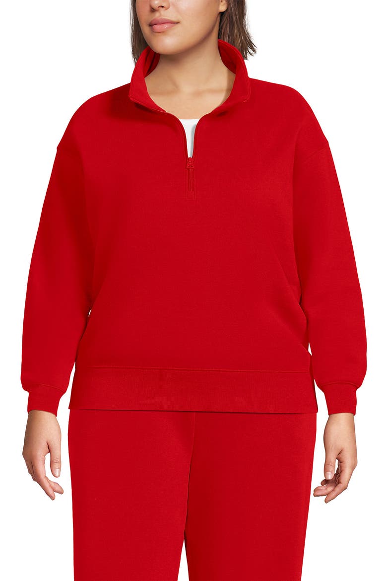 Serious Sweats Relaxed Quarter Zip Pullover Sweatshirt, Main, color, Coral Red