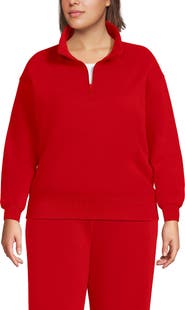 Lands' End Serious Sweats Relaxed Quarter Zip Pullover Sweatshirt