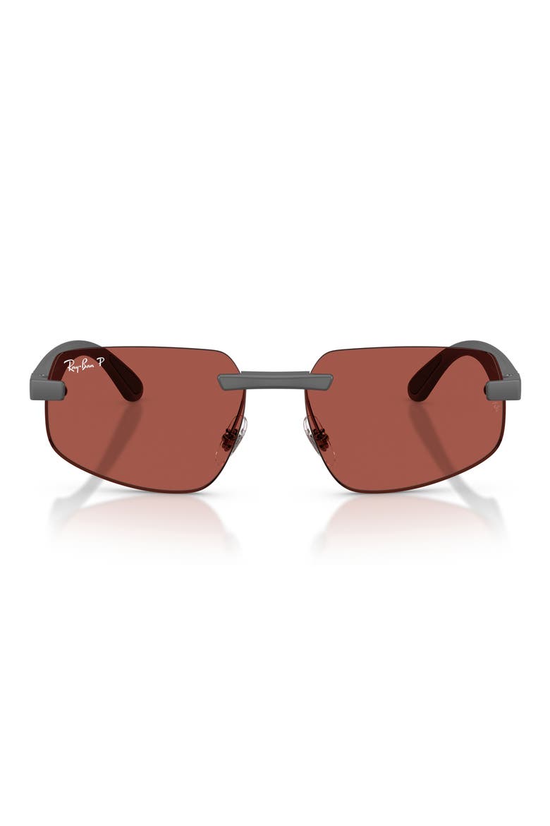 60mm Polarized Irregular Sunglasses, Main, color, SAND GREY / POLAR RED
