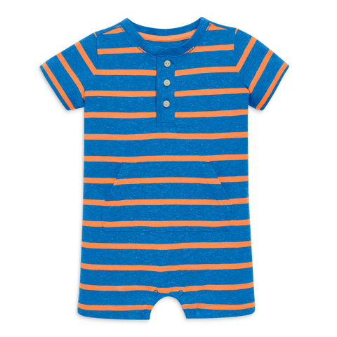 Baby Heathered Henley Shortie In Stripe