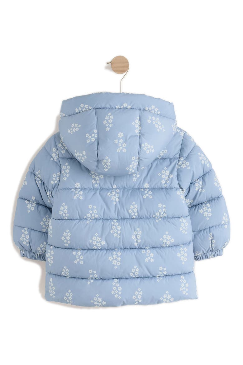 Kids' Ditsy Hooded Puffer Coat, Alternate, color, BLUE