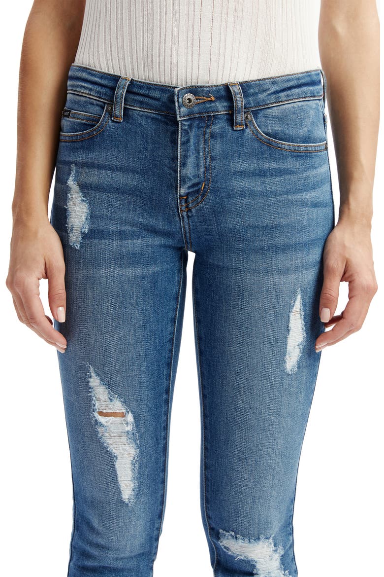 Kate Low Rise Ripped Skinny Jeans, Alternate, color, DARK DENIM