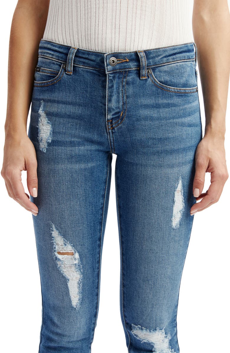 Bardot Kate Low Rise Ripped Skinny Jeans, Alternate, color, Dark Denim