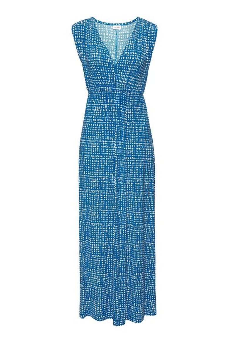 Women's Print V-Neck Maxi Dress, Alternate, color, Blue-Printed