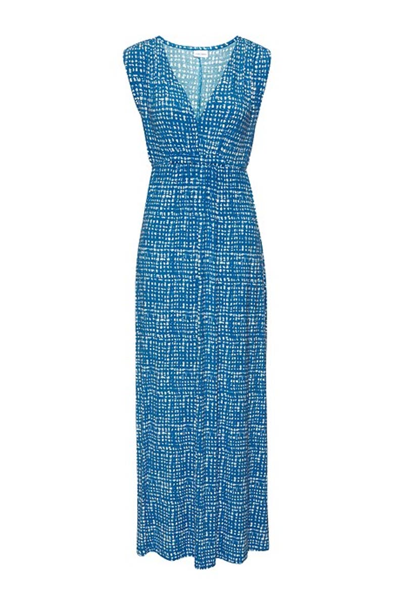 LASCANA Women's Print V-Neck Maxi Dress, Alternate, color, Blue-Printed