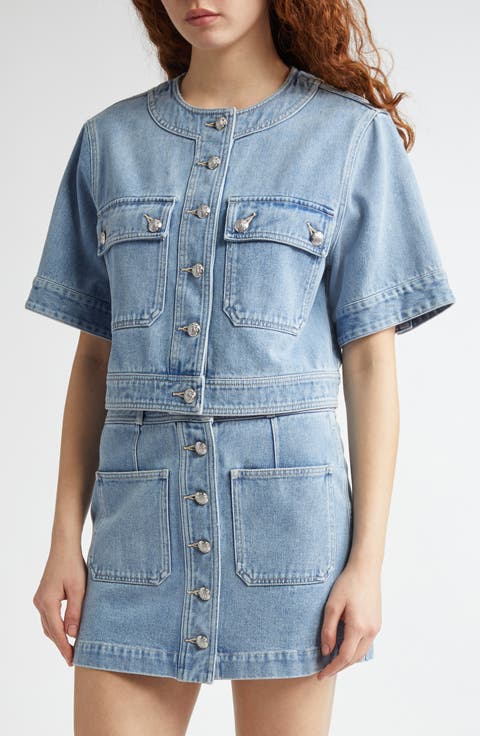 Elias Short Sleeve Denim Crop Jacket