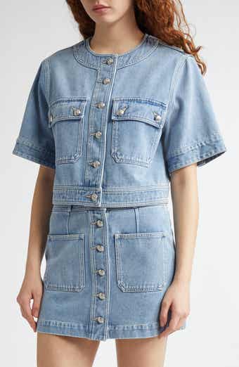 Veronica Beard Elias Short Sleeve Denim Crop Jacket