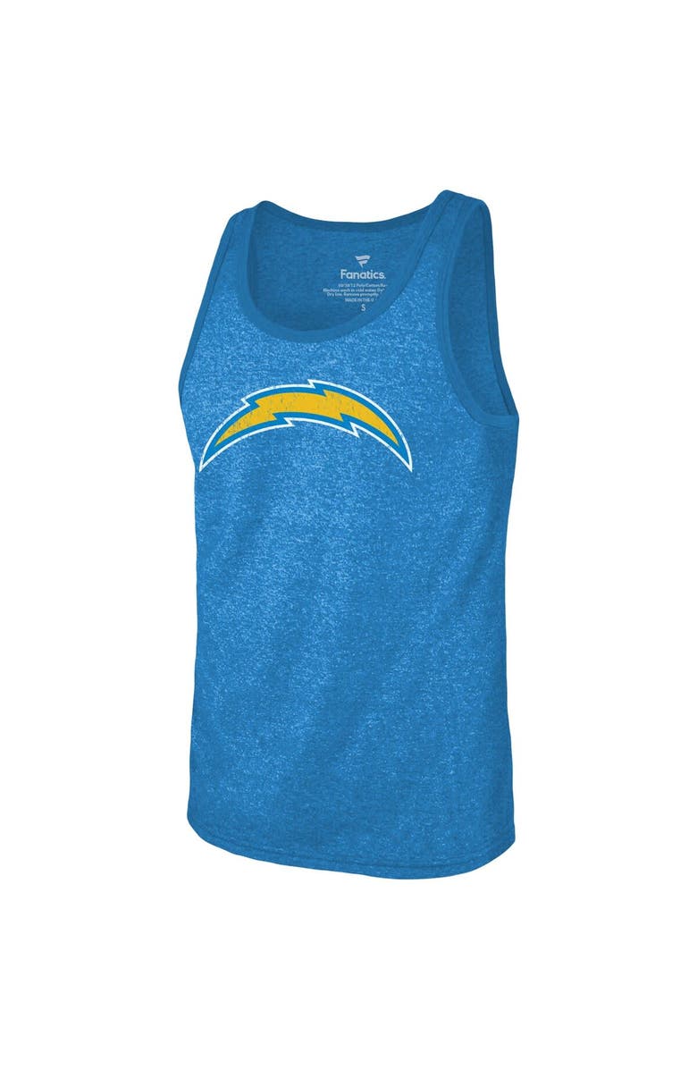 Majestic Threads Men's Majestic Threads Justin Herbert Powder Blue Los Angeles Chargers Name & Number Tri-Blend Tank Top, Alternate, color,
