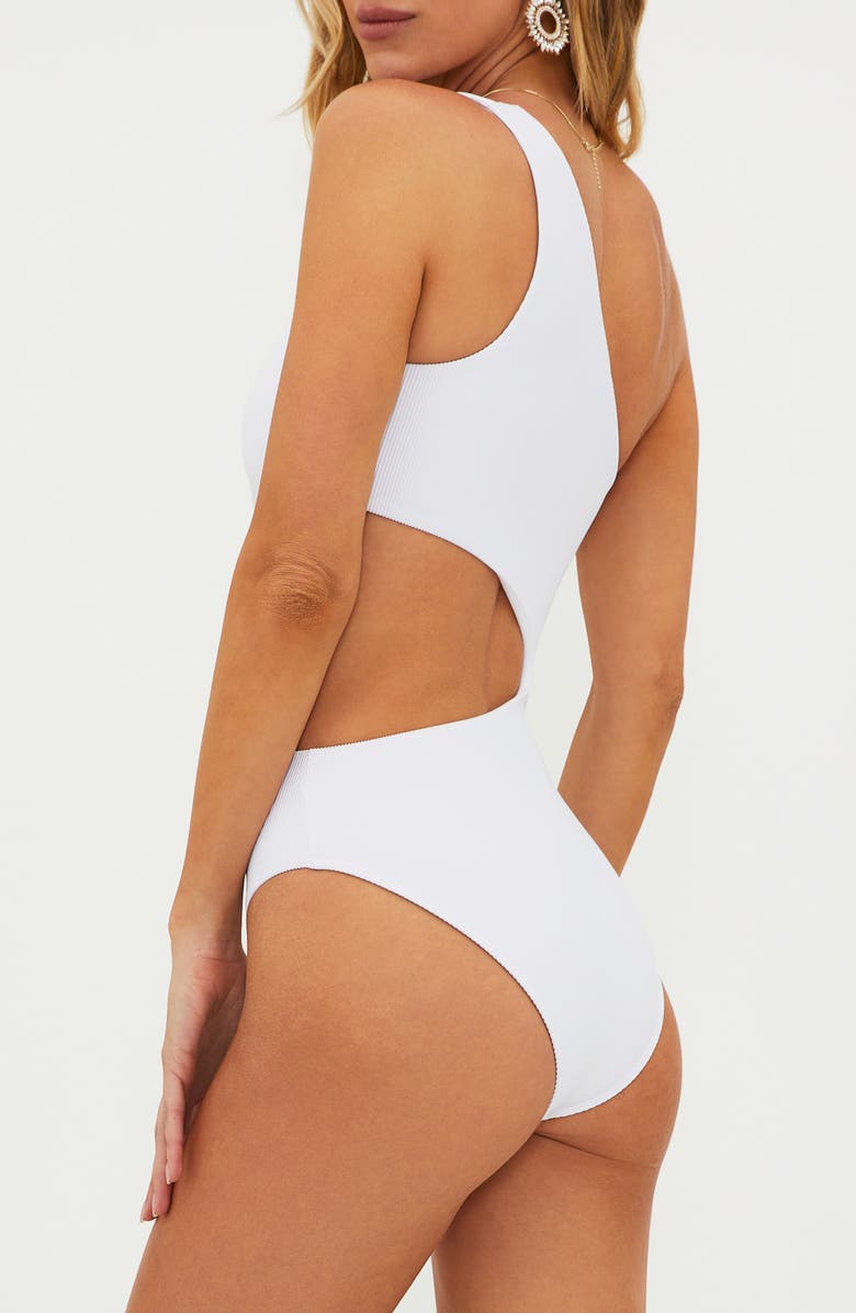 Beach Riot Celine Cutout One-Shoulder One-Piece Swimsuit, Alternate, color, White