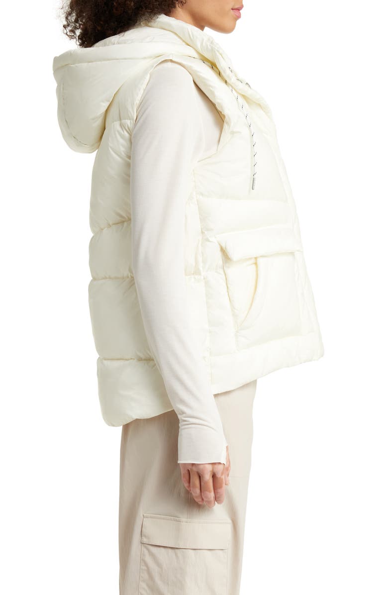 Zella Quilted Hooded Cocoon Vest, Alternate, color, Ivory Egret