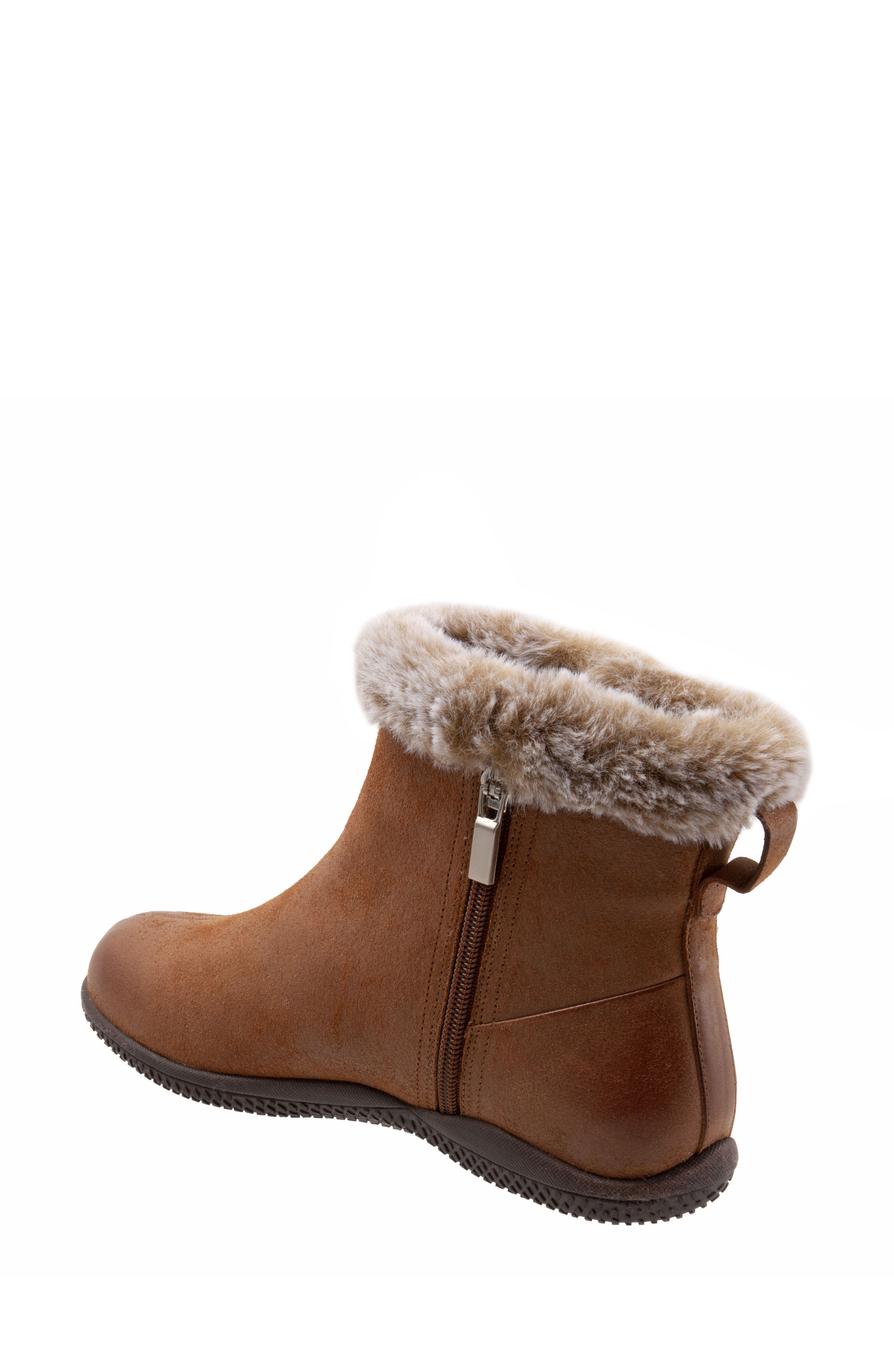 Helena Faux Fur Trim Bootie, Alternate, color, LUGGAGE LEATHER