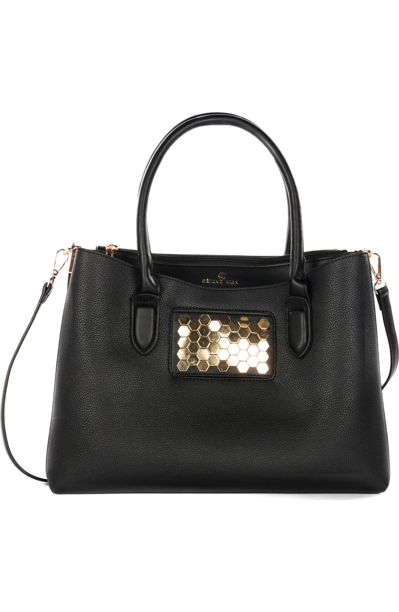 CELINE DION Symphony Faux Leather Satchel, Main, color,