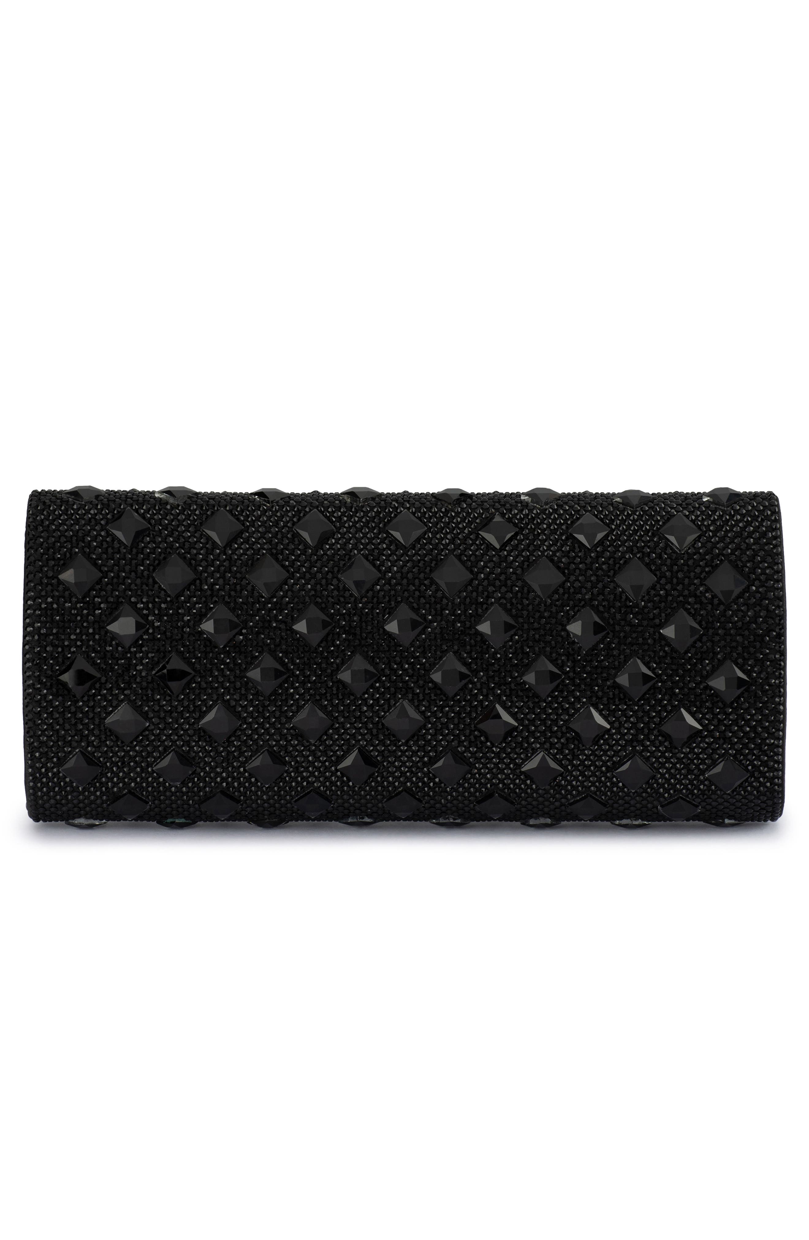 Olga Berg Bridget Crystal Clutch, Alternate, color, Black