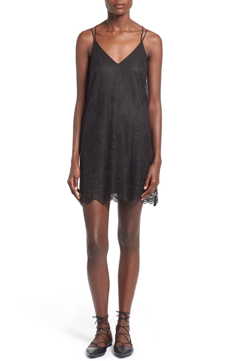 All in Favor Strappy Lace Swing Dress, Main, color, 