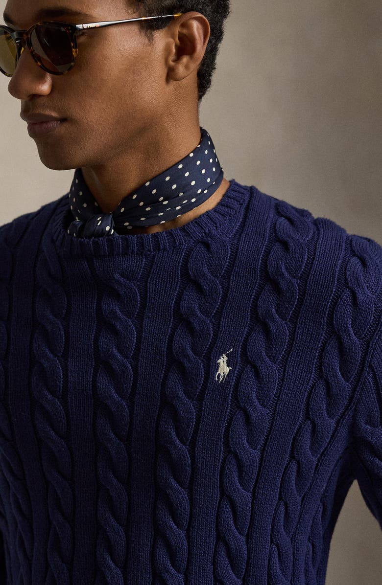 Polo Ralph Lauren Cable Knit Cotton Sweater, Alternate, color, Bright Navy