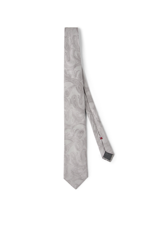 Brunello Cucinelli Silk Tie In Pearl