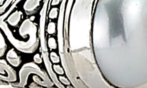 Samuel B. Balinese Sterling Silver White Pearl Hinged Bracelet In Pearl
