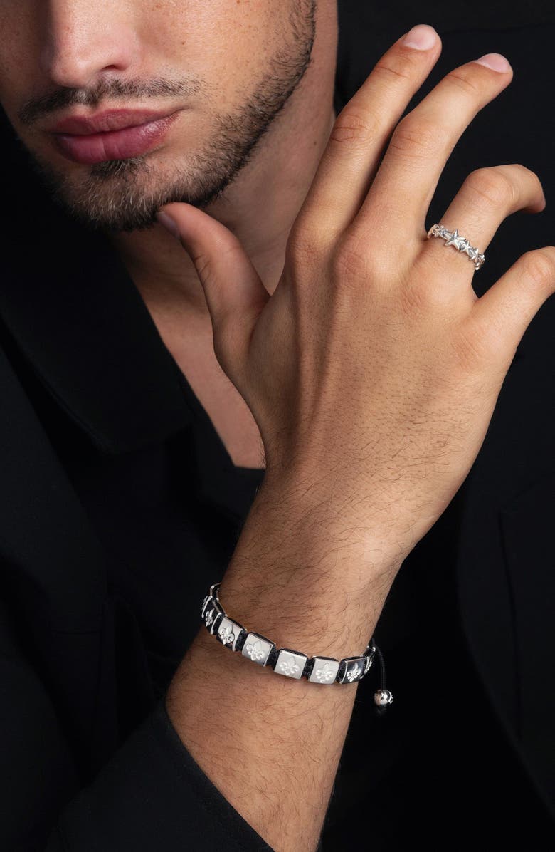 Nialaya Sterling Silver Star Band Ring, Alternate, color, Silver