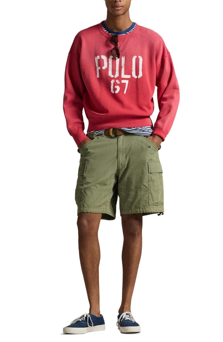Polo Ralph Lauren Vintage Fit Fleece Crewneck Sweatshirt, Alternate, color, Sunrise Red