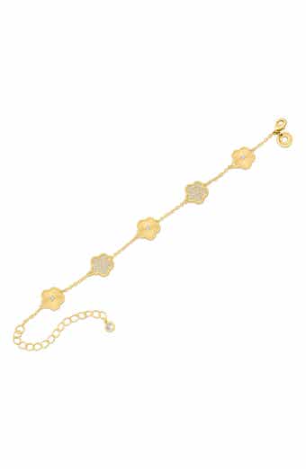 Pavé Cubic Zirconia Clover Station Bracelet