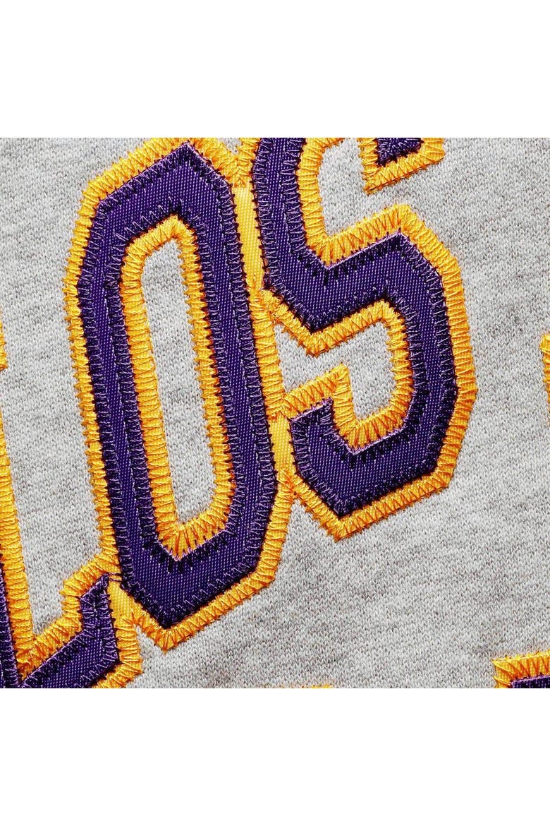 Men's Mitchell & Ness Heathered Gray Los Angeles Lakers Hardwood Classics Big & Tall Throwback Pullover Hoodie, Alternate, color, Heather Gray