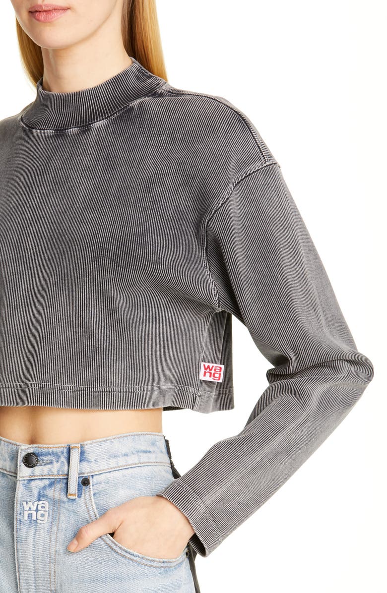 alexanderwang.t Acid Wash Ribbed Crop Top, Alternate, color, 