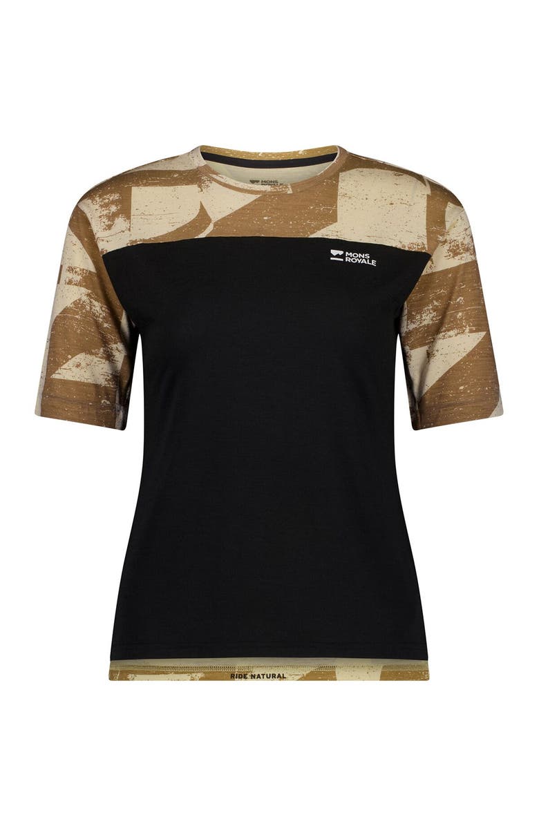 Mons Royale Diversion Merino Short-Sleeve Bike Jersey - Women's, Alternate, color, Mr Grunge/Black