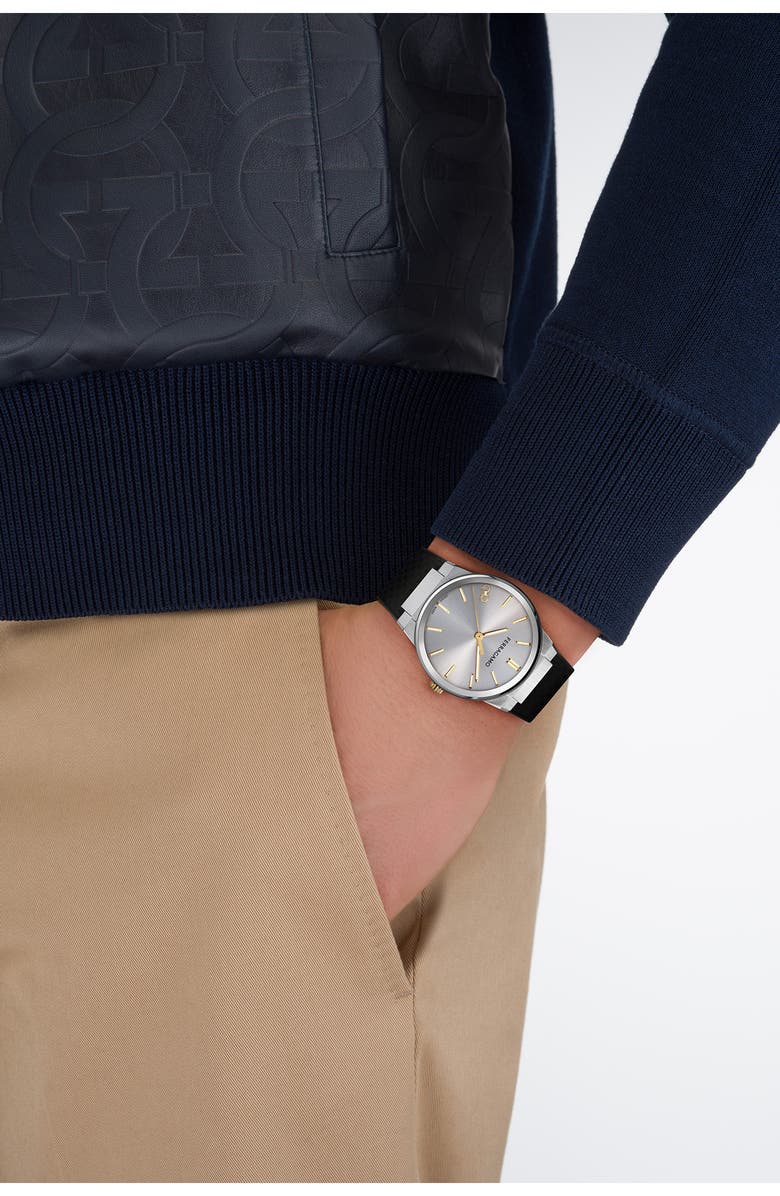 FERRAGAMO Infinity Sapphire Silicone Strap Watch, 41mm, Alternate, color,