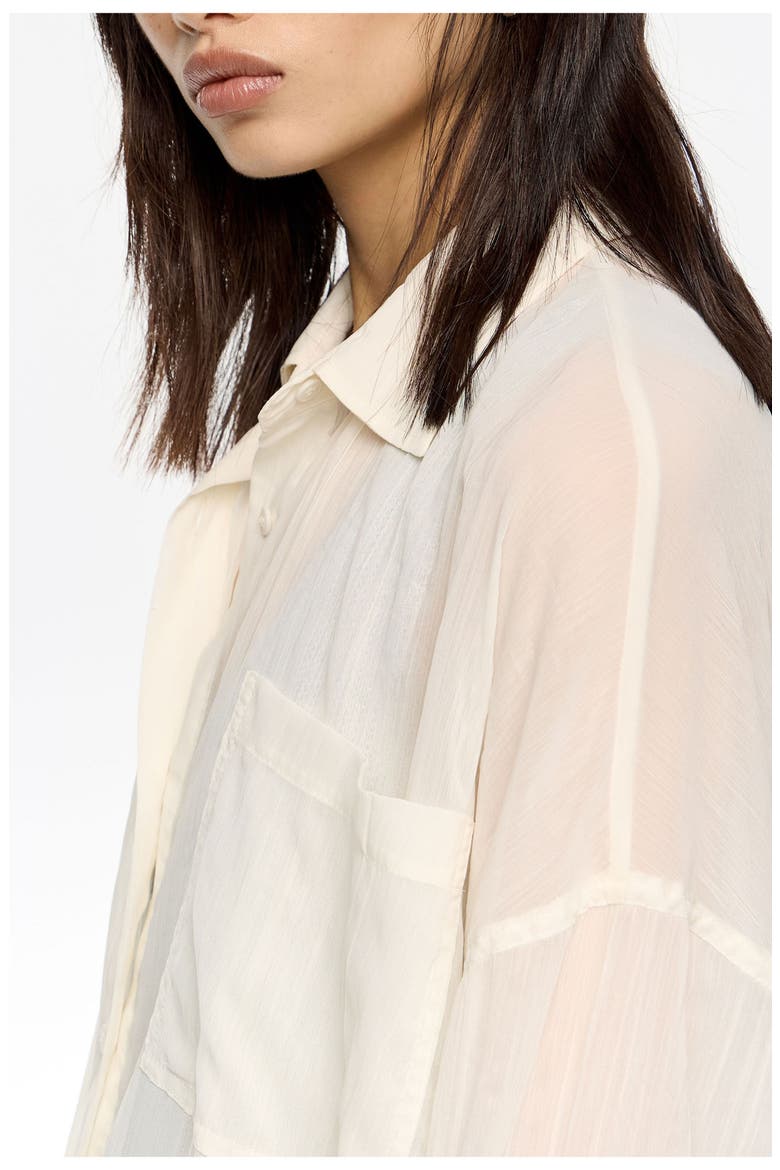Oversize Pleated Shirt, Alternate, color, IVORY