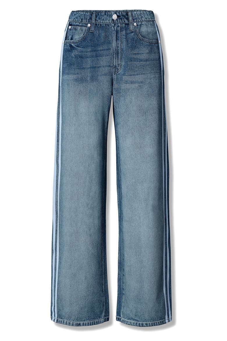 rb Miramar Track Stripe Cotton Terry Sweatpant Jeans, Alternate, color, BLUE/ CARNATION STRIPE
