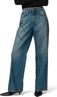Joe
s Jeans The Harlowe Studded High Waist Wide Leg Jeans
