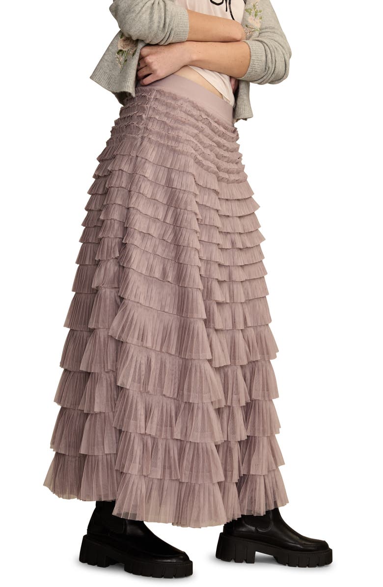 Lucky Brand Tiered Ruffle Tulle Maxi Skirt, Alternate, color, Sphinx
