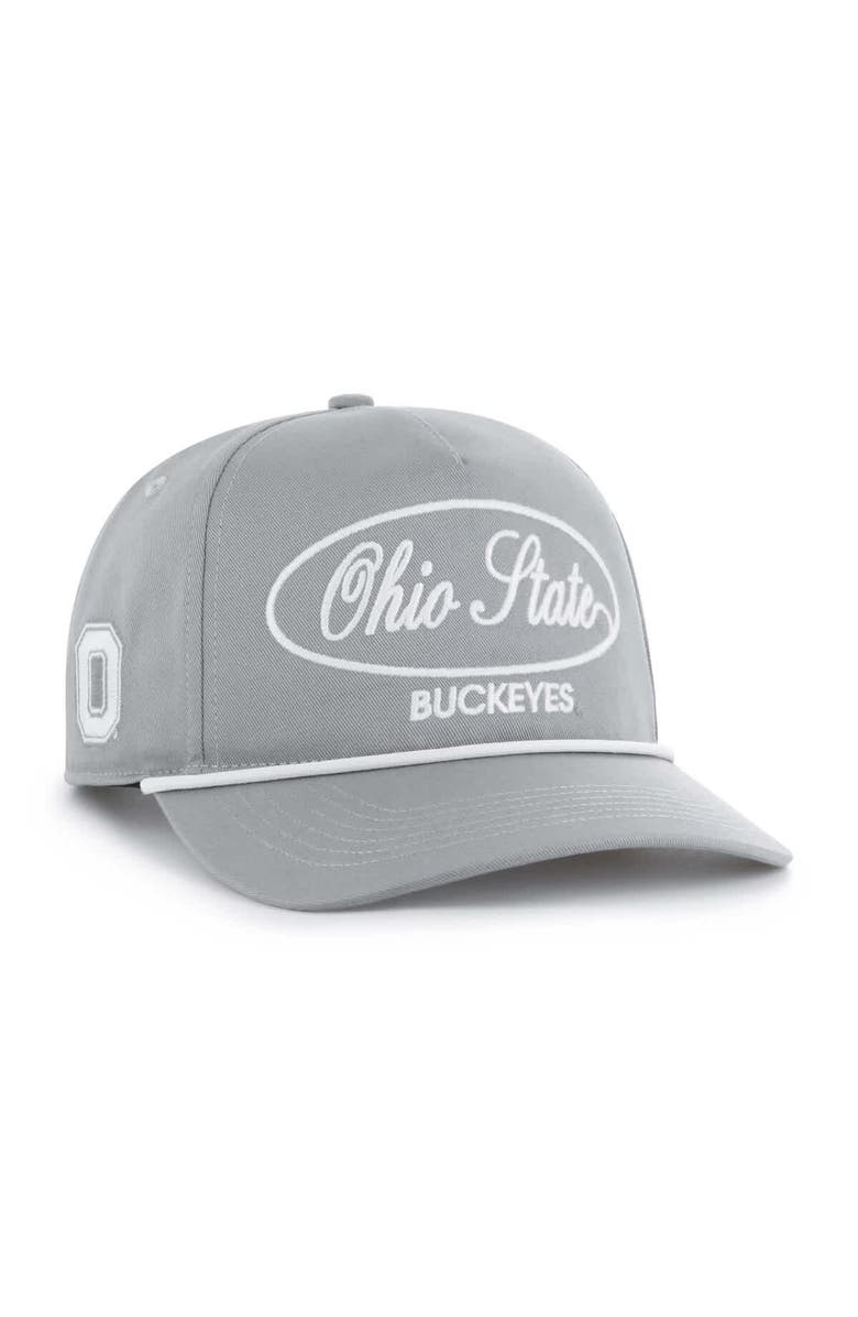 '47 Men's '47 Gray Ohio State Buckeyes Contemporary Basics Foundational Rope Hitch Adjustable Hat, Main, color, 